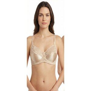 Underscore 38C Bra 128-1324 Nude Beige Satin Lace Unlined Underwire JCPenney Y2K